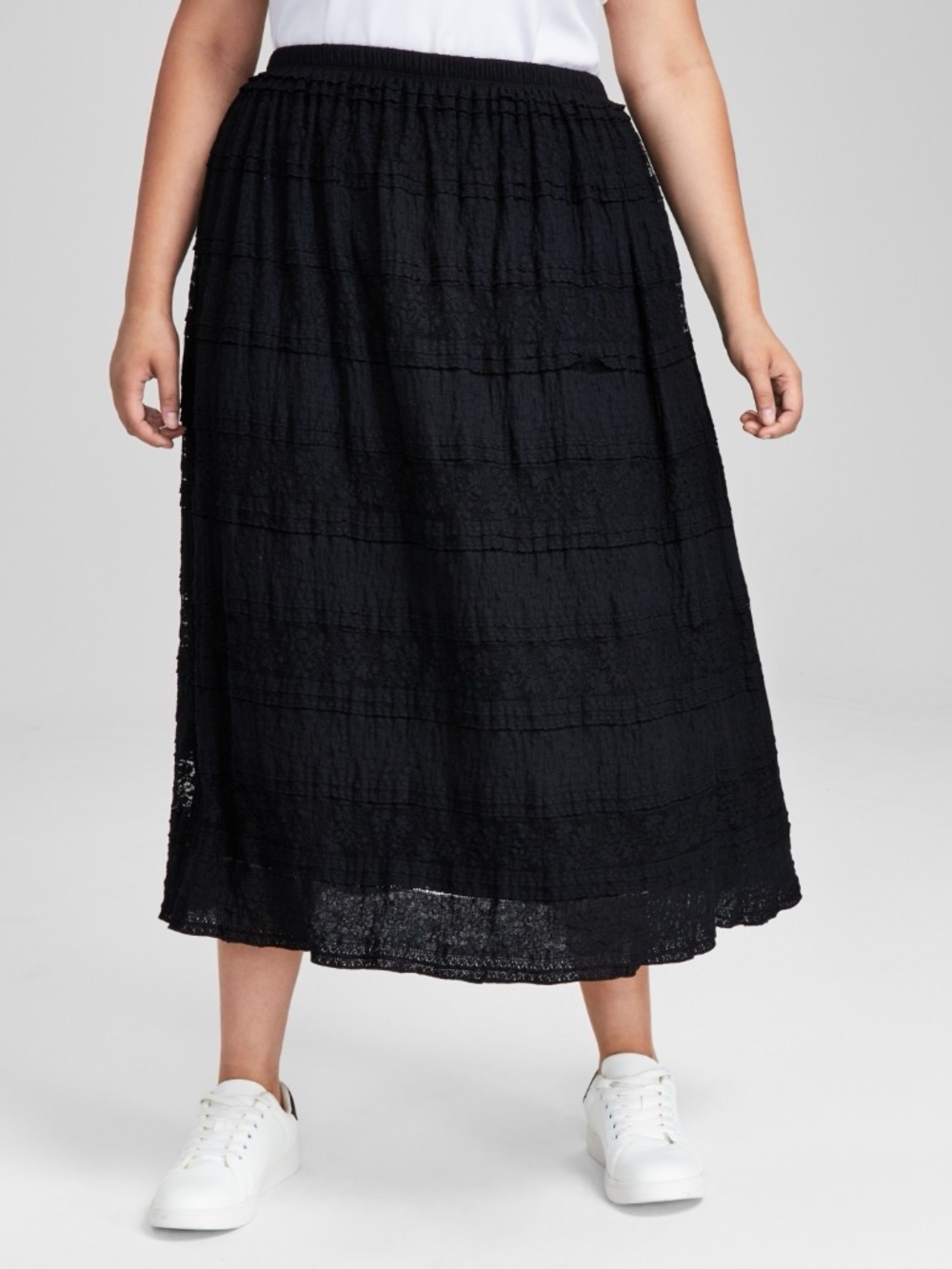 1DayOnly PRICE CUT‼️NWT Black skirt, lace and cotton panels. 2X